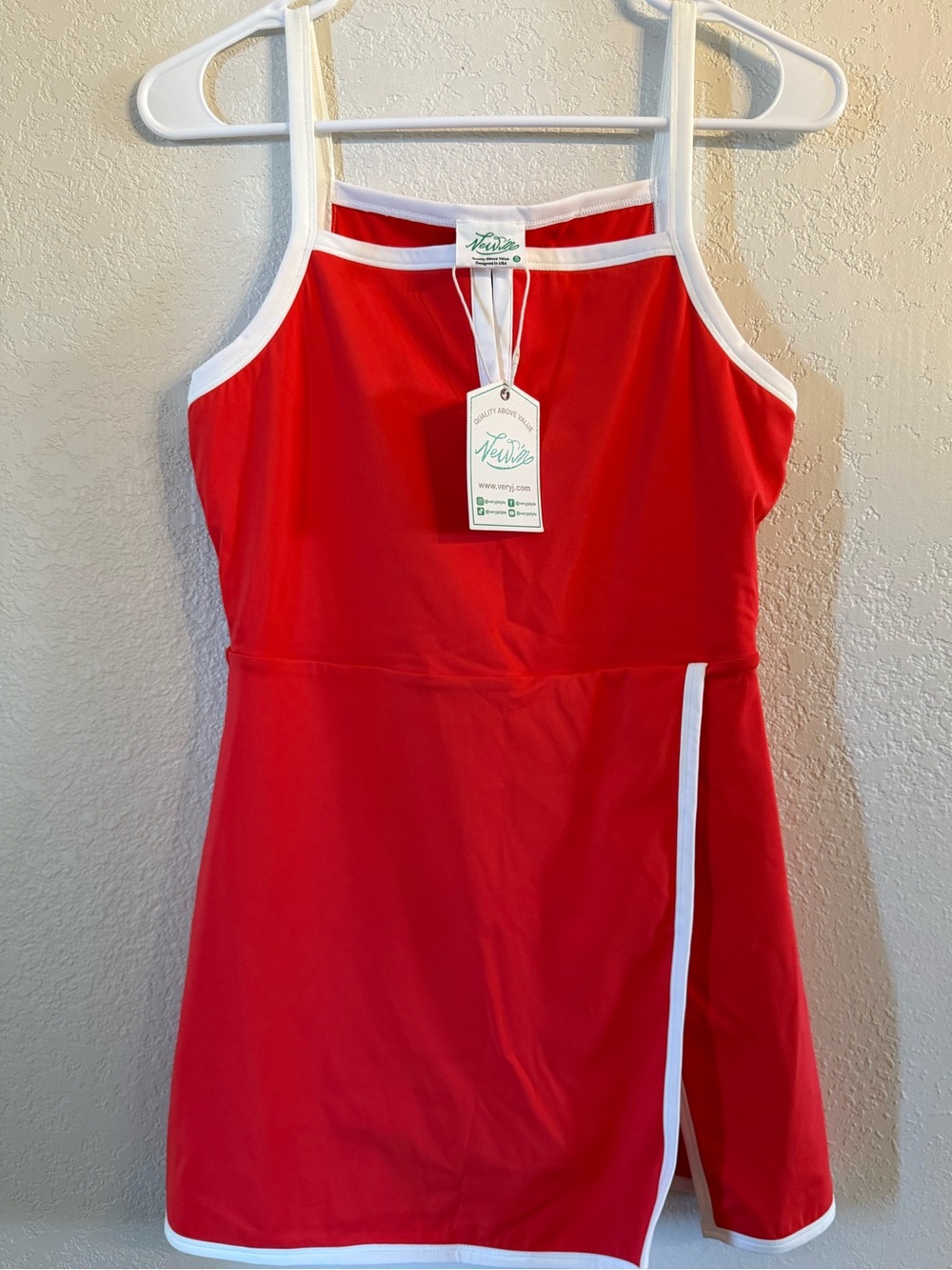 NWT Very J Red Tennis Dress Built In Shorts Athletic Mini Dress